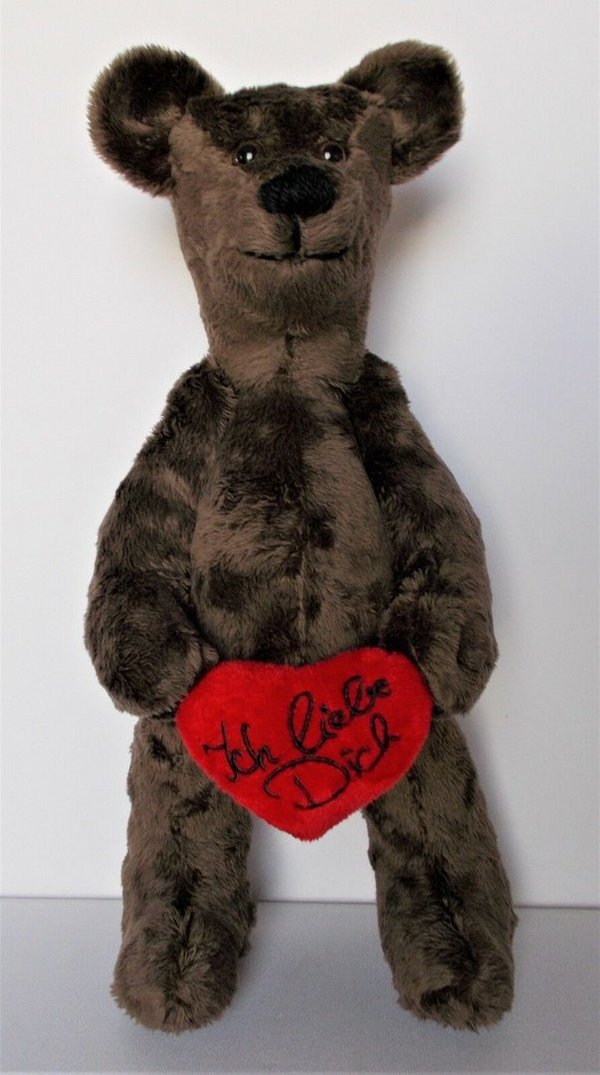 Plüschbär Teddy mit Herz Plüschtier 36cm Handgefertigt Unikat