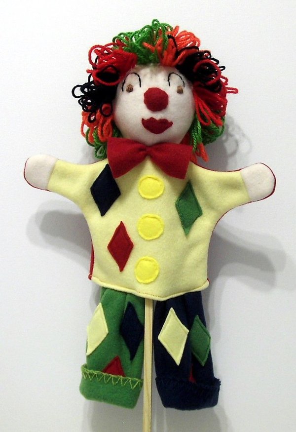 Handpuppe Kasper Clown Handspielpuppe 35cm Handgefertigt