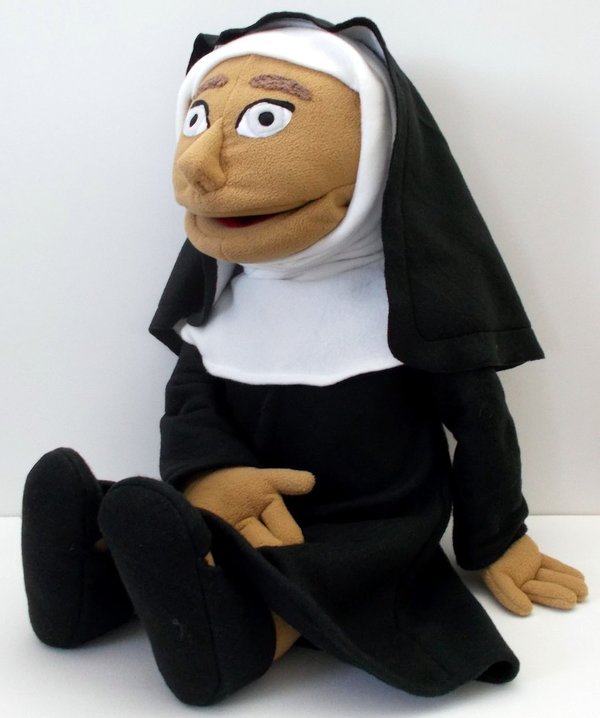 Klappmaulpuppe Nonne Schwester Handpuppe 75cm Handgefertigt