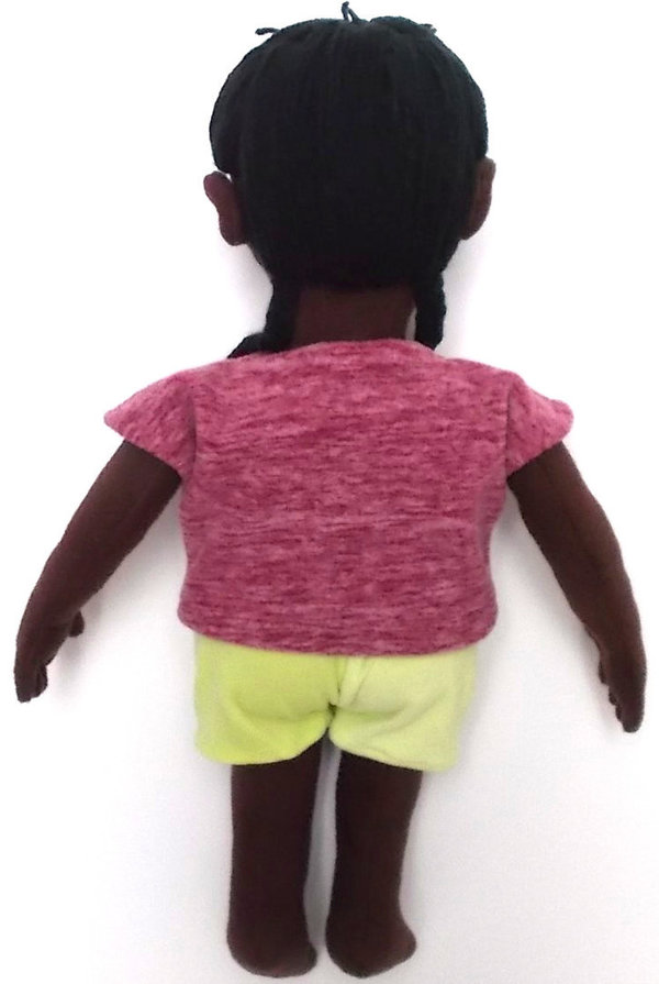 Stoffpuppe Afro Mädchen mit Zöpfen Kind 48cm